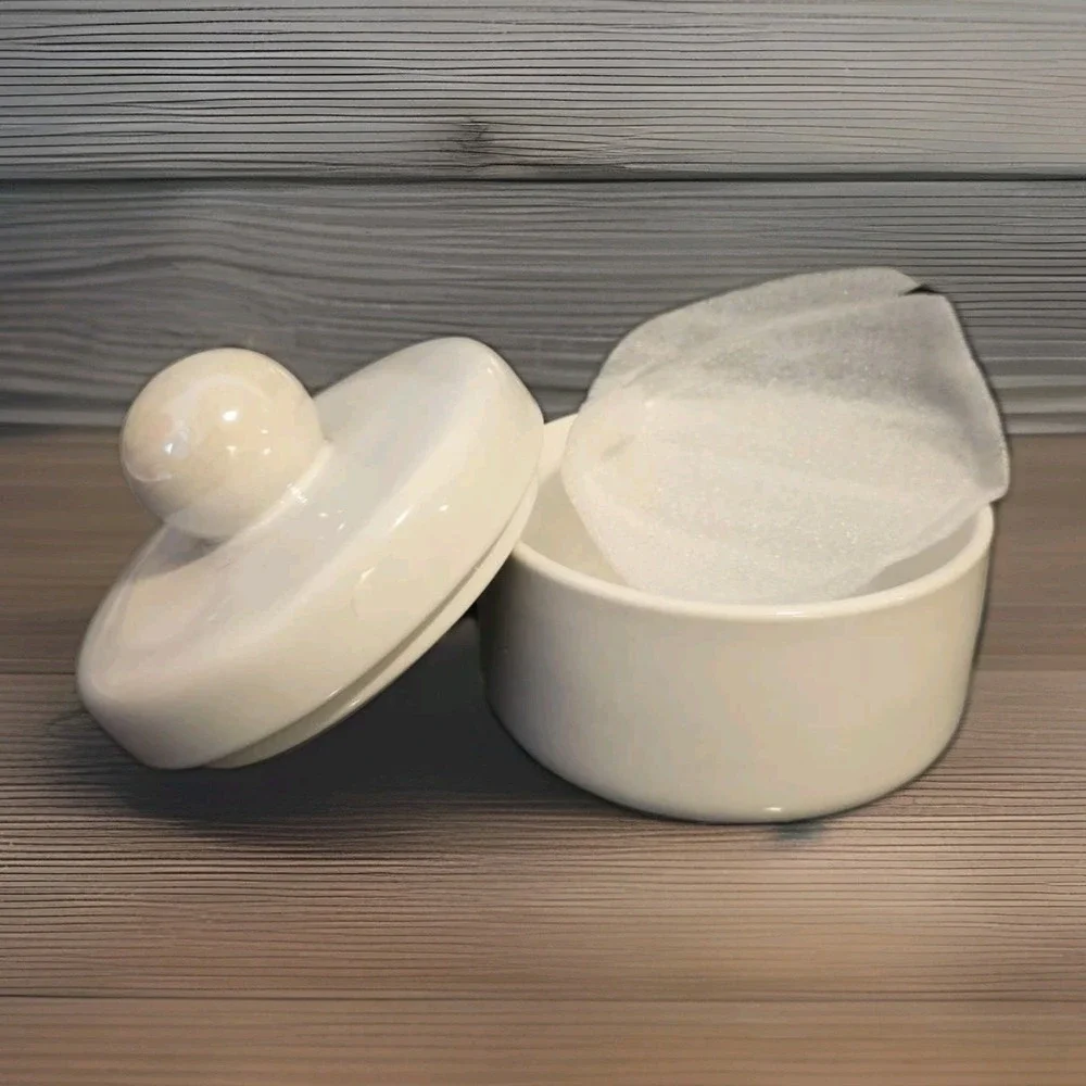 Wild Sage Taya Iridescent Pearl Ceramic Bathroom/Kitchen Trinket Jar‎ w Lid
